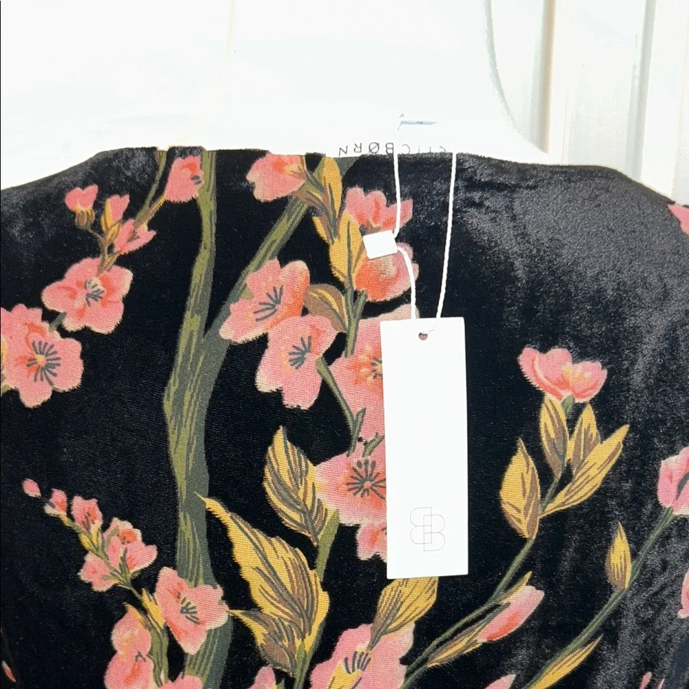 NEW Baltic Born Velvet Floral Black and Pink Wrap Full Length Dress Size Large - Picture 11 of 15